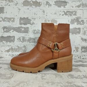 New Lucky Brand Soxton Genuine Leather Peace Sign Ankle Boots C472